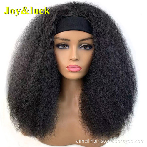 Wholesale Ladies African Wave Hairband Orange Yellow Hairband Natural Wavy Headband Wigs for Black Women Synthetic Hair Wigs